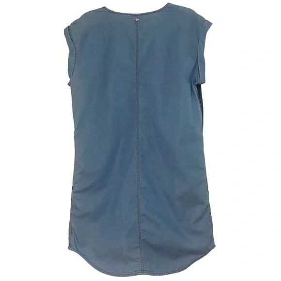 Melissa McCarthy Seven7 Colorblock Chambray Denim Shift Pocket Blue Dress Size S - Picture 4 of 8